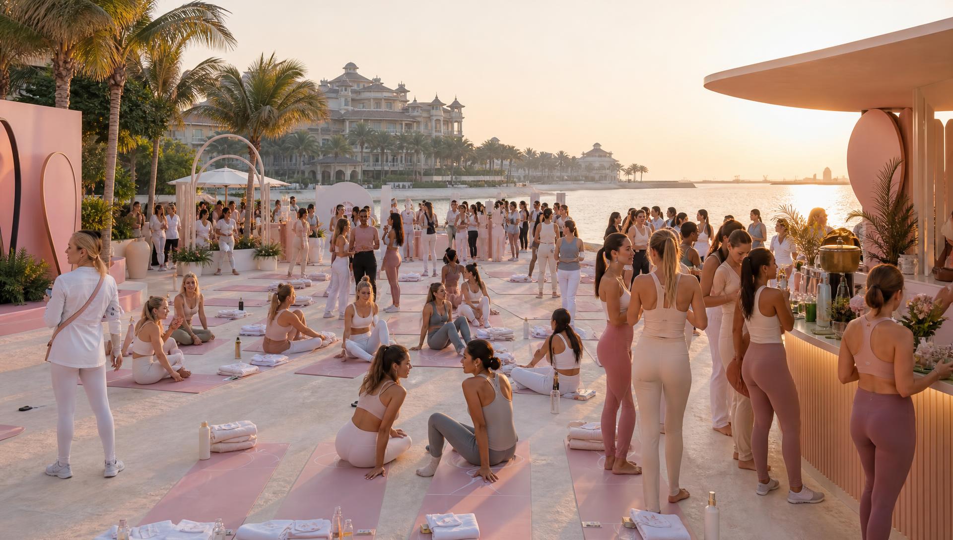 Sunrise wellness and matcha activation for 300 guests on Palm Jumeirah with yoga, socializing and a matcha bar